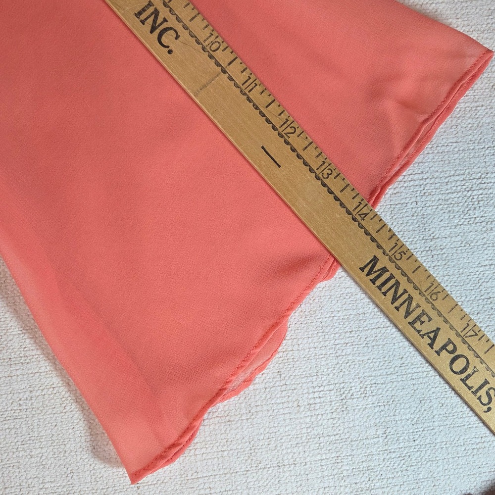 Embroidered Satin Dress Womens Large Coral Faux Wrap Romantic Fairy Regencycore - Picture 6 of 13